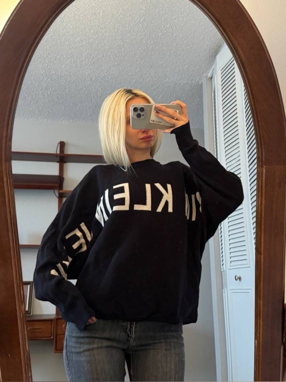 Black Knit Logo Pullover Sweater - Unbranded